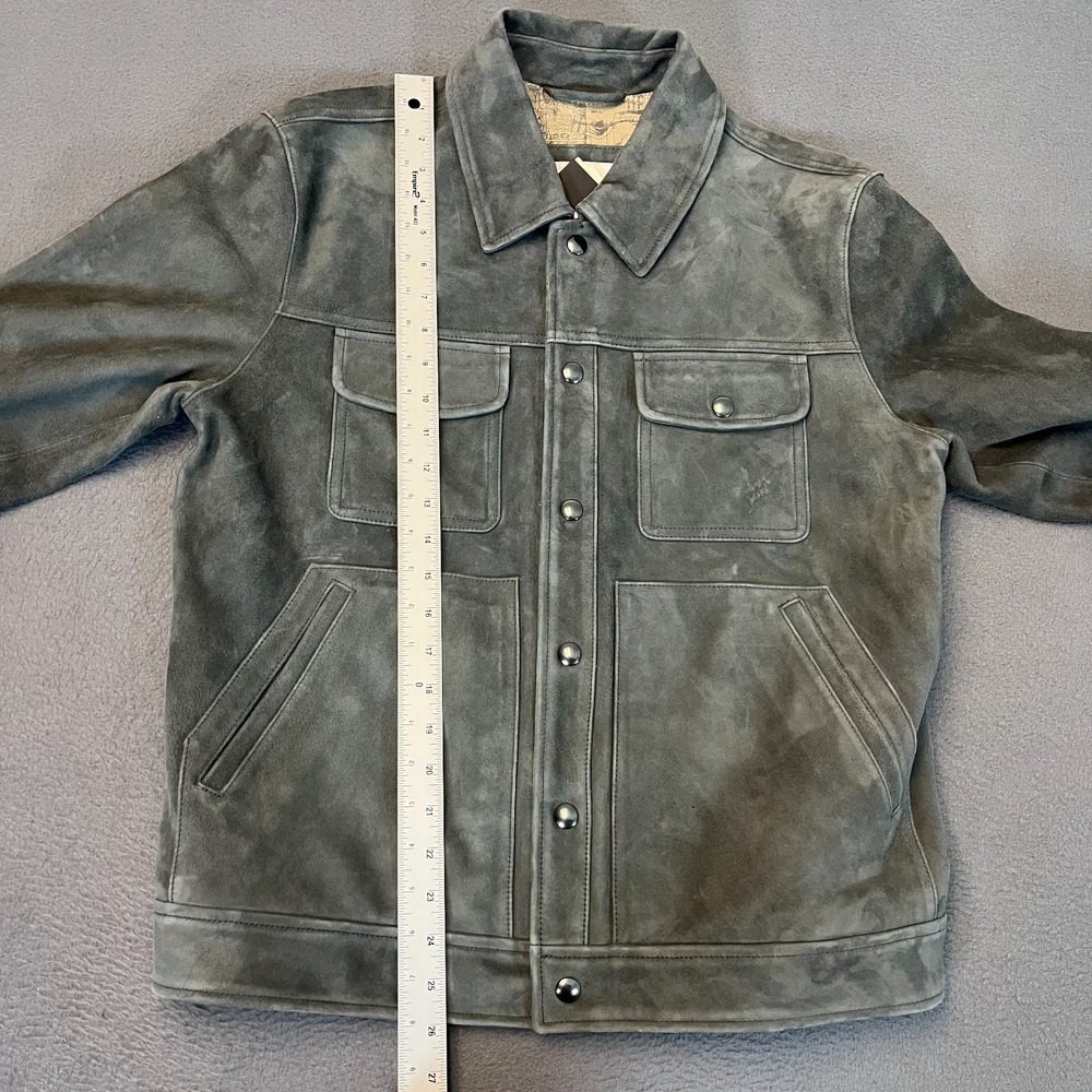 Banana Republic‎ Mens Medium Suede Leather Trucker Jacket New Cinders Gray NWT - Picture 7 of 9
